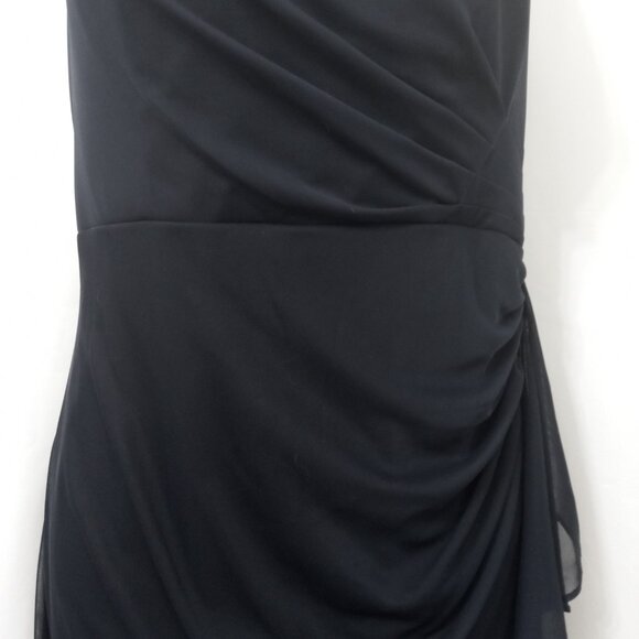 Vintage Stenay Size 8 Black Sleeveless Dress Sheer Neckline Embellished Shoulder - Picture 6 of 16